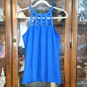Venus sz 6 Sapphire Blue Cage Halter Tank Sexy Top